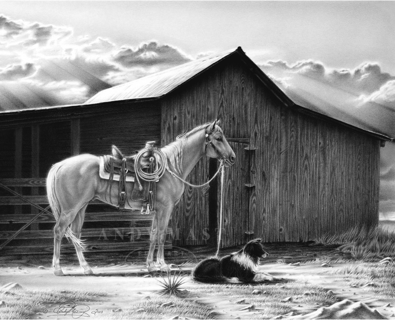 Best Friends, pencil art by Andy Mast